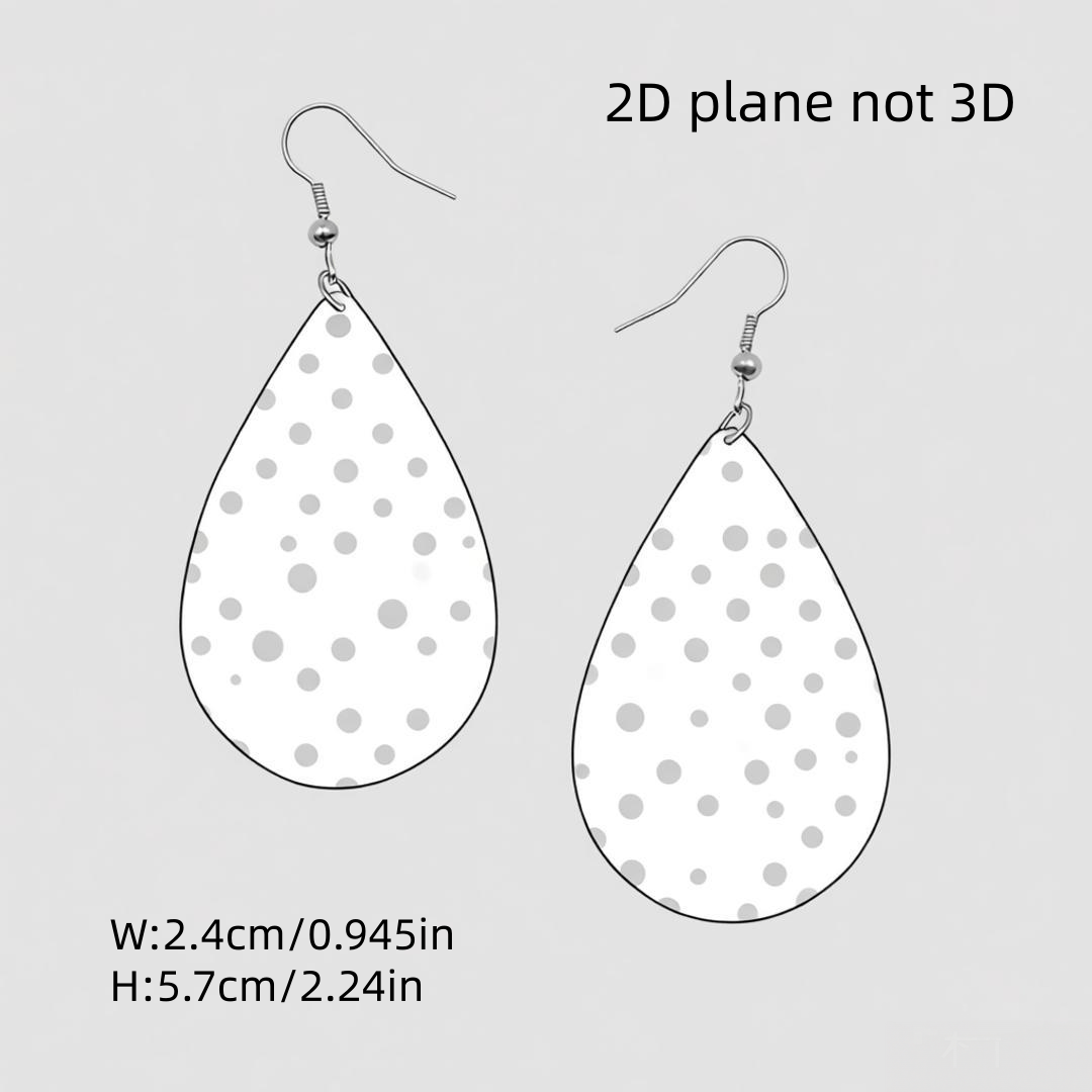 White and Gray Polka Dot Teardrop Earrings, Minimalist Dangles